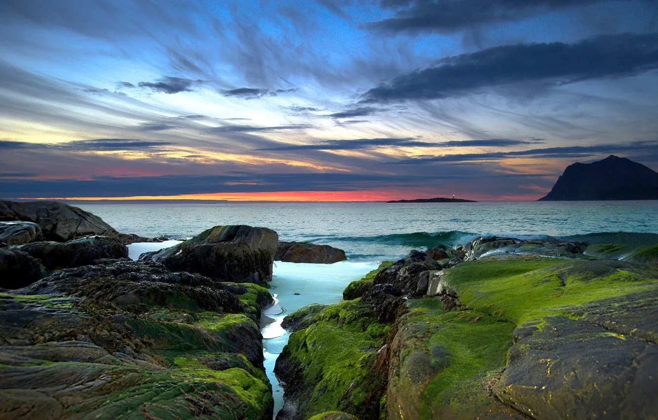 Photo wallpaper sea, the sky, stones