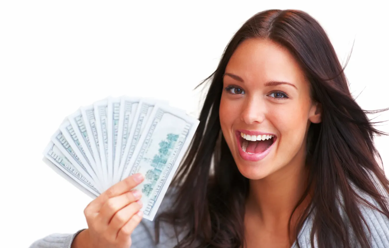 Photo wallpaper girl, joy, money