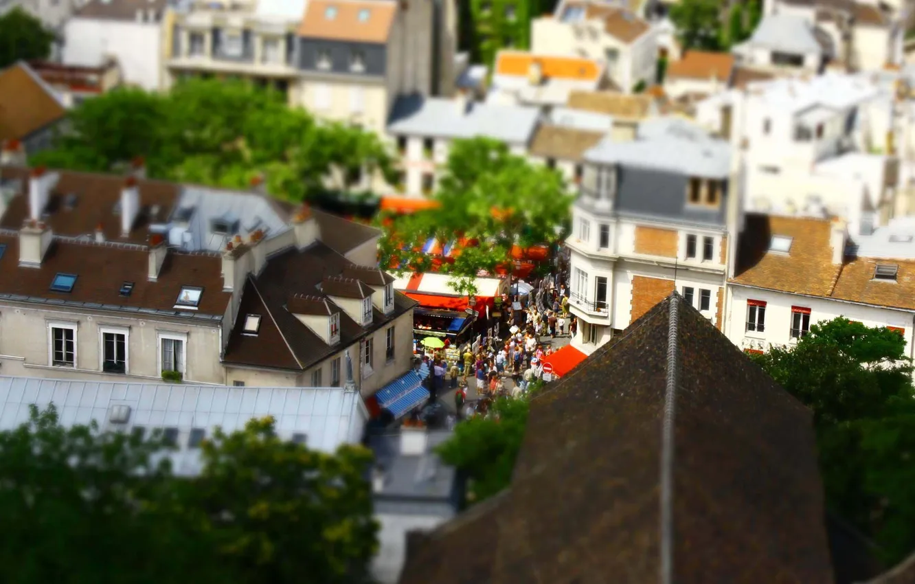 Photo wallpaper Paris, people, home, tiltshift