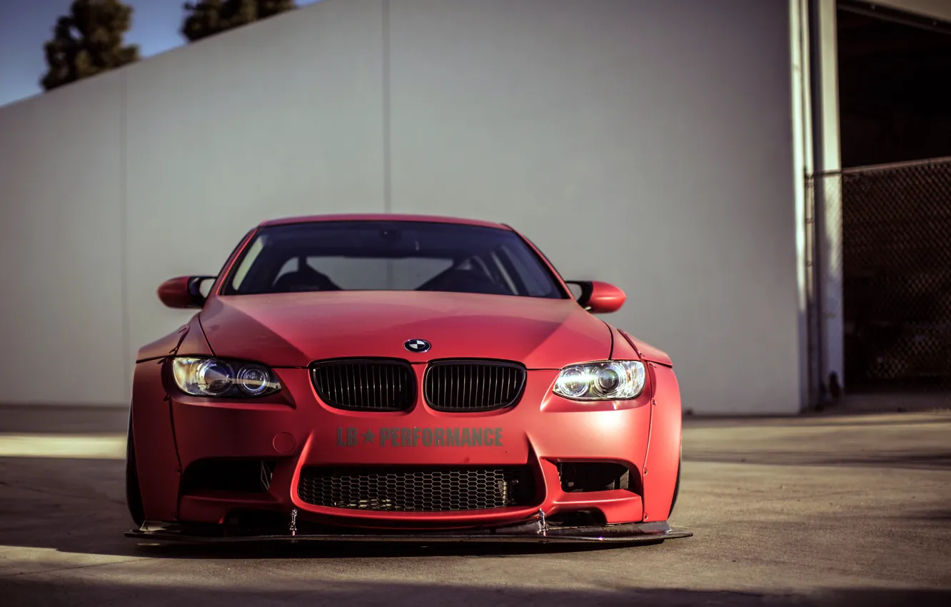 Photo wallpaper BMW, red, wheels, tuning, front, E92