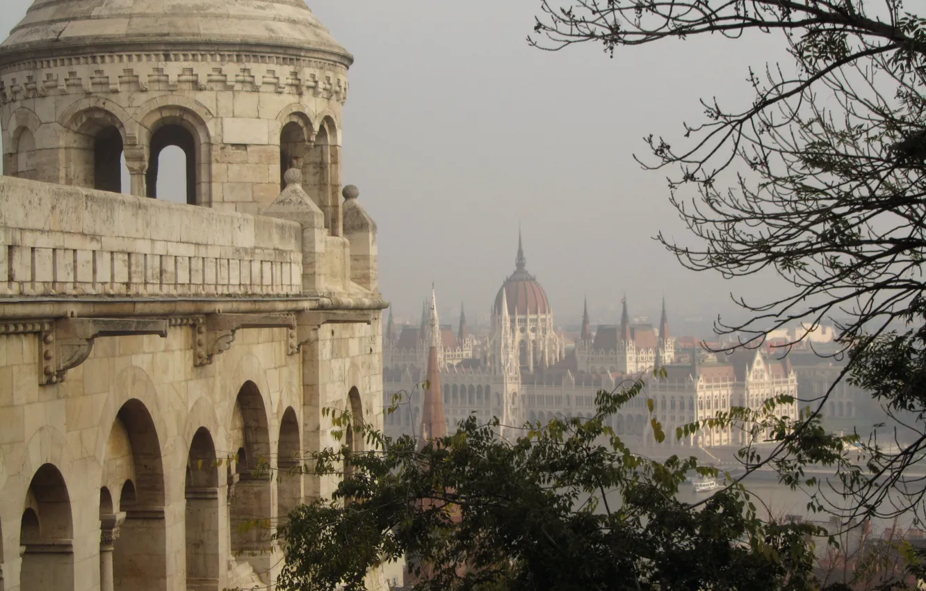 Photo wallpaper panorama, architecture, panorama, architecture, Hungary, Budapest, Budapest, the Parliament building