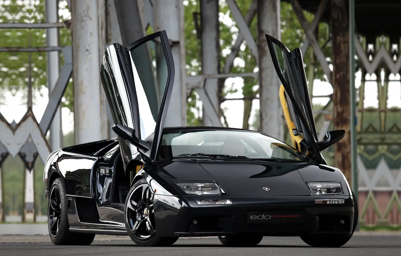 Photo wallpaper black, tuning, door, supercar, lamborghini, drives, diablo, tuning