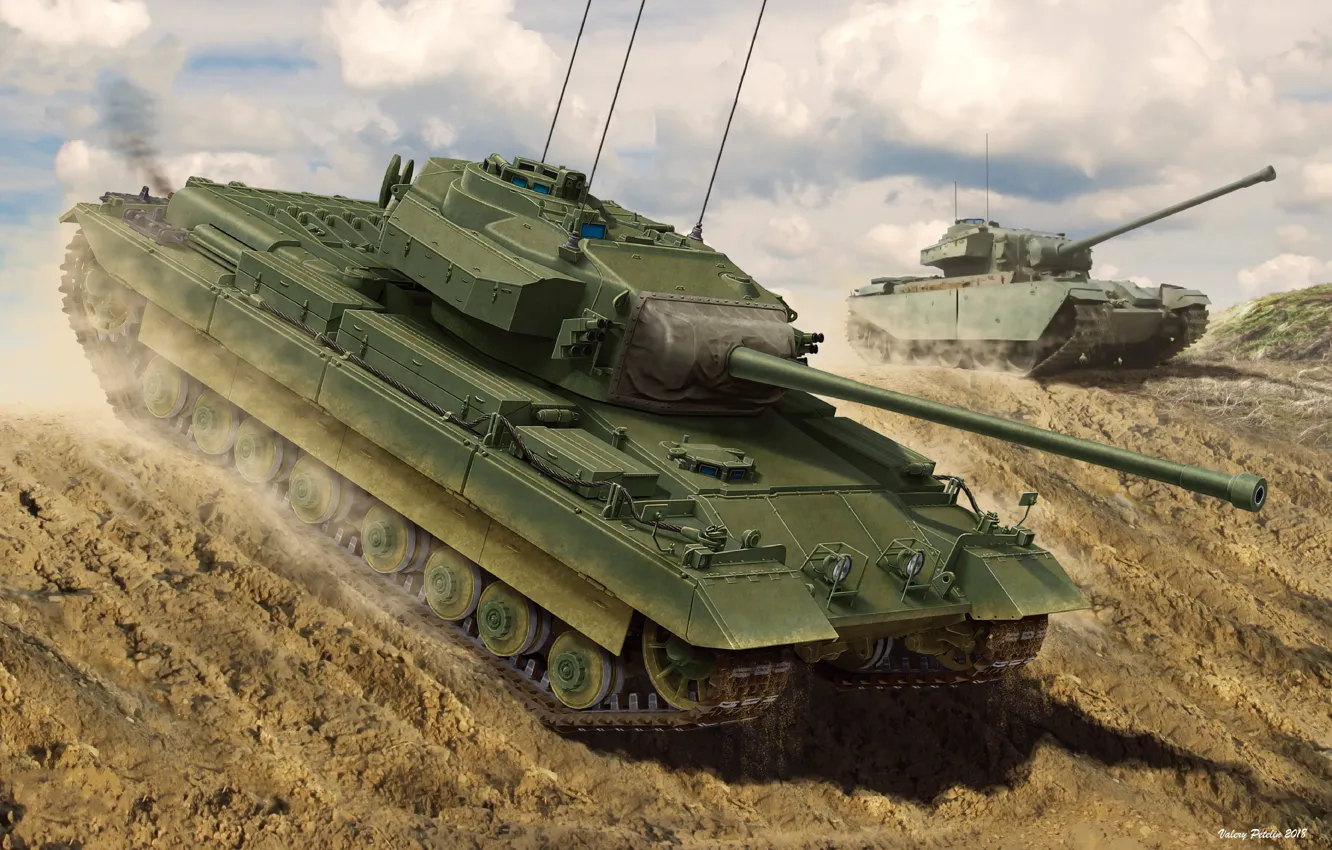 Photo wallpaper tank, prototype, Conqueror, heavy, British Army, Valery Petelin, FV 221 Caernarvon British Heavy Tank