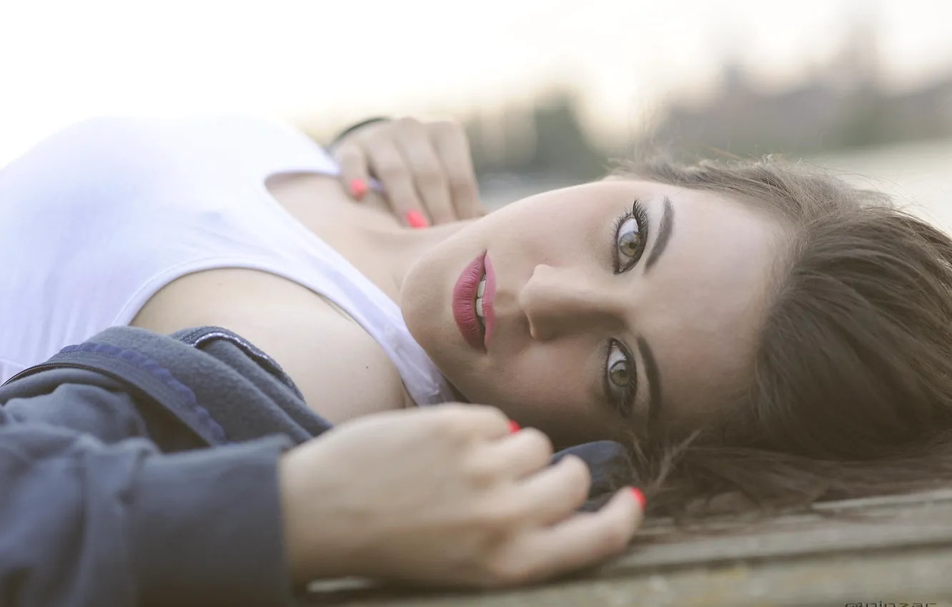 Photo wallpaper look, pose, model, portrait, makeup, Mike, hairstyle, lies