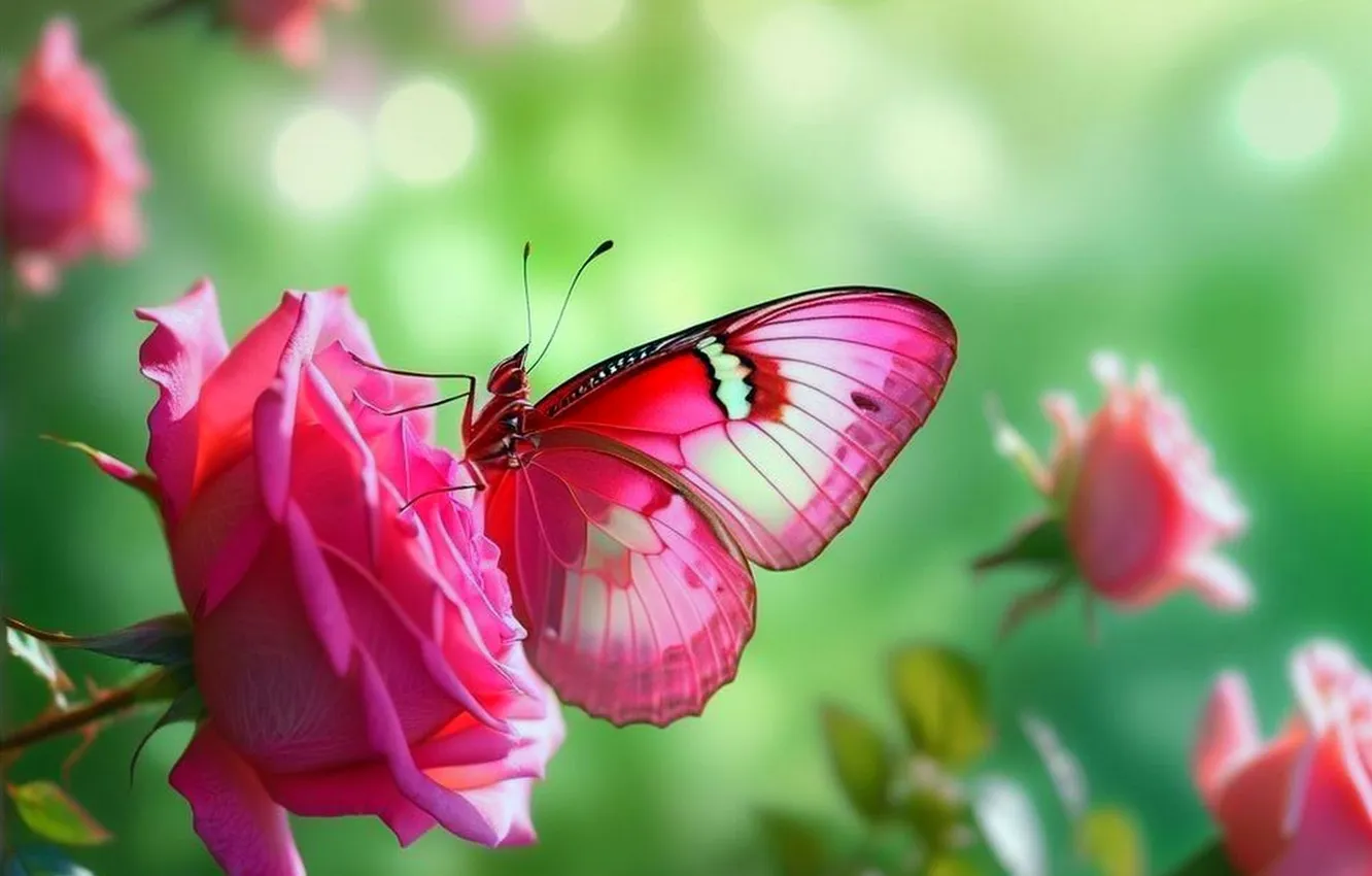 Photo wallpaper macro, butterfly, butterfly, macro, digital art, generated by AI