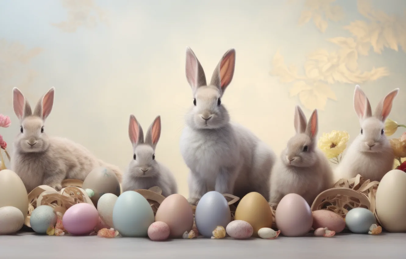 Wallpaper look, holiday, hare, eggs, spring, rabbit, Easter, Bunny for ...