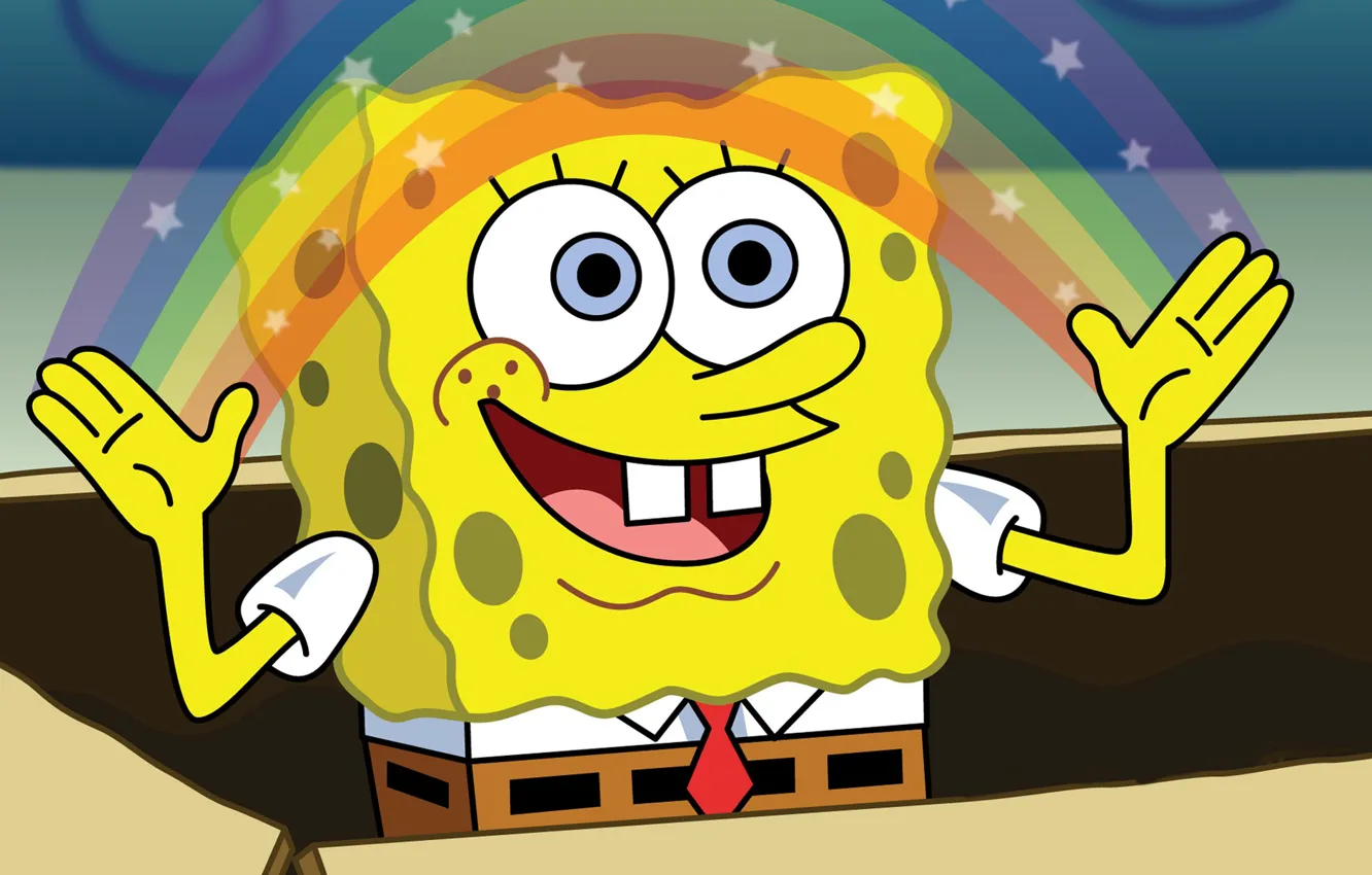 Photo wallpaper rainbow, sponge, spongebob, the animated series