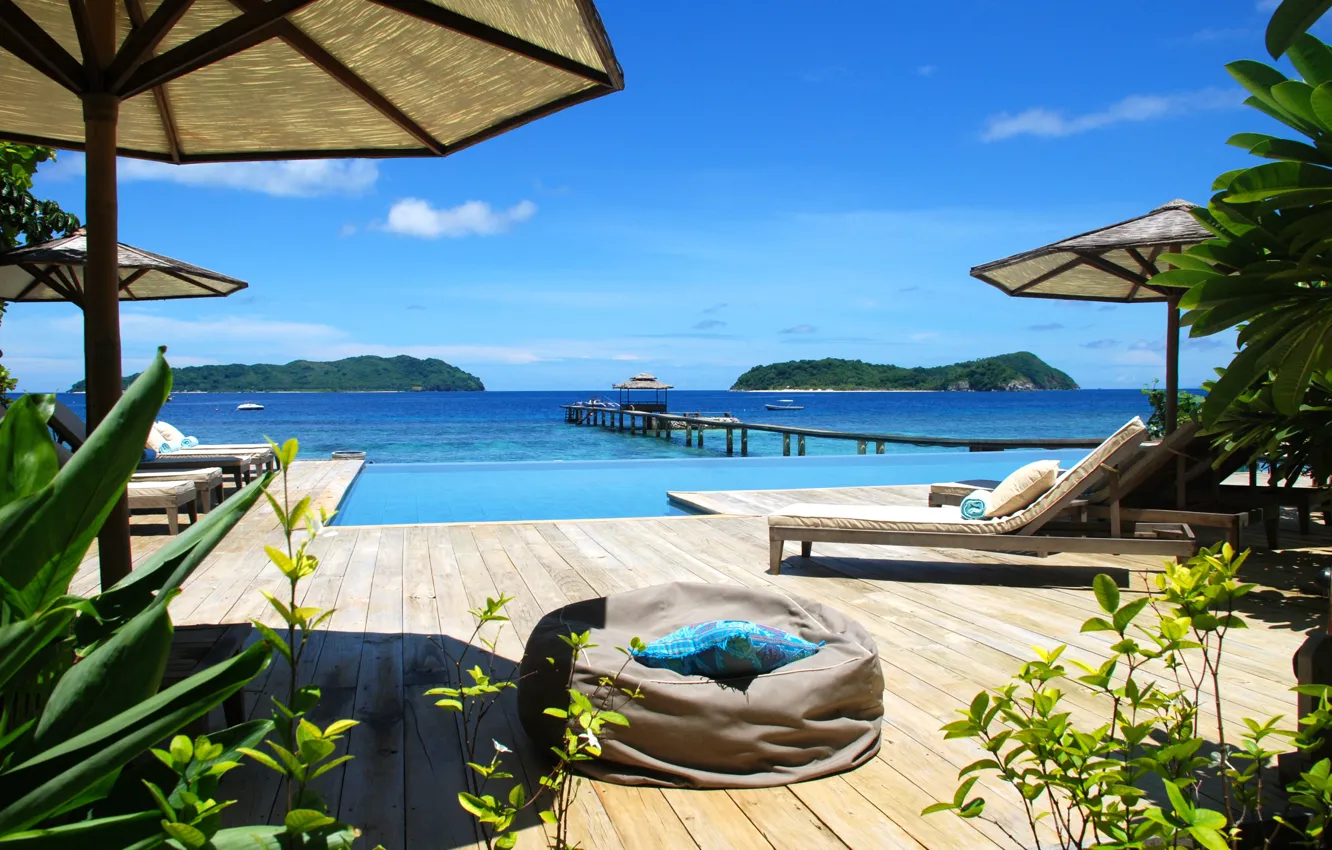 Photo wallpaper the ocean, pool, pier, terrace, Philippines, Аriara
