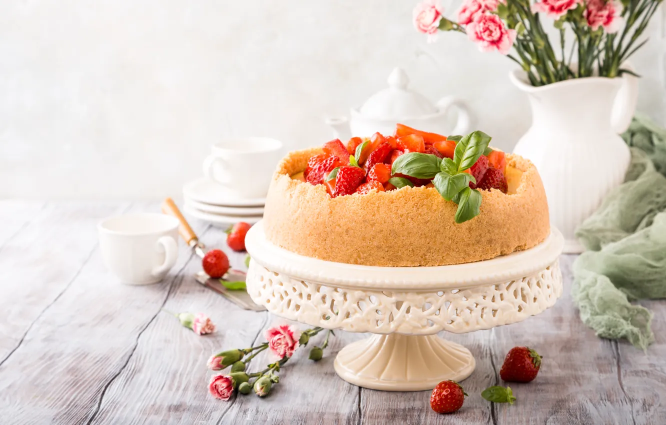 Photo wallpaper flowers, cake, dessert, Iryna Melnyk