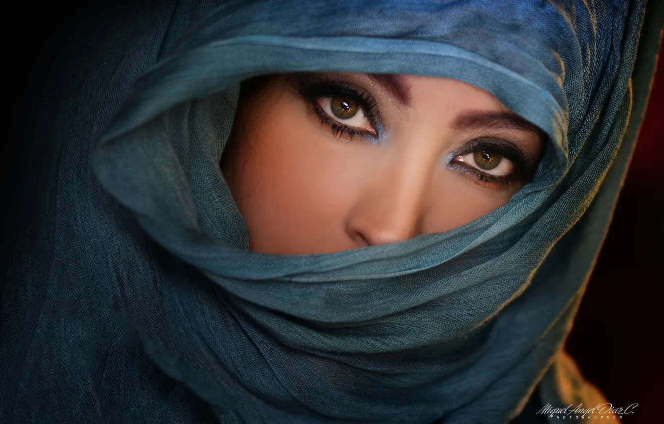 Photo wallpaper eyes, girl, portrait, makeup, Eastern beauty