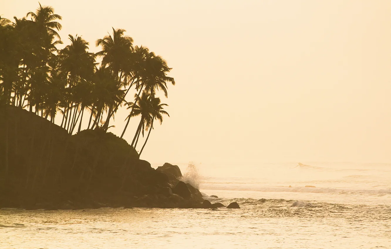 Photo wallpaper waves, beach, twilight, sunset, seascape, rocks, splash, dusk
