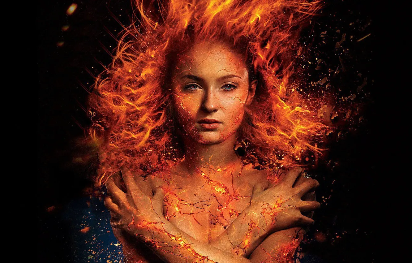 Photo wallpaper Fire, Face, Body, Hair, lips, Eyes, Movie, Nose