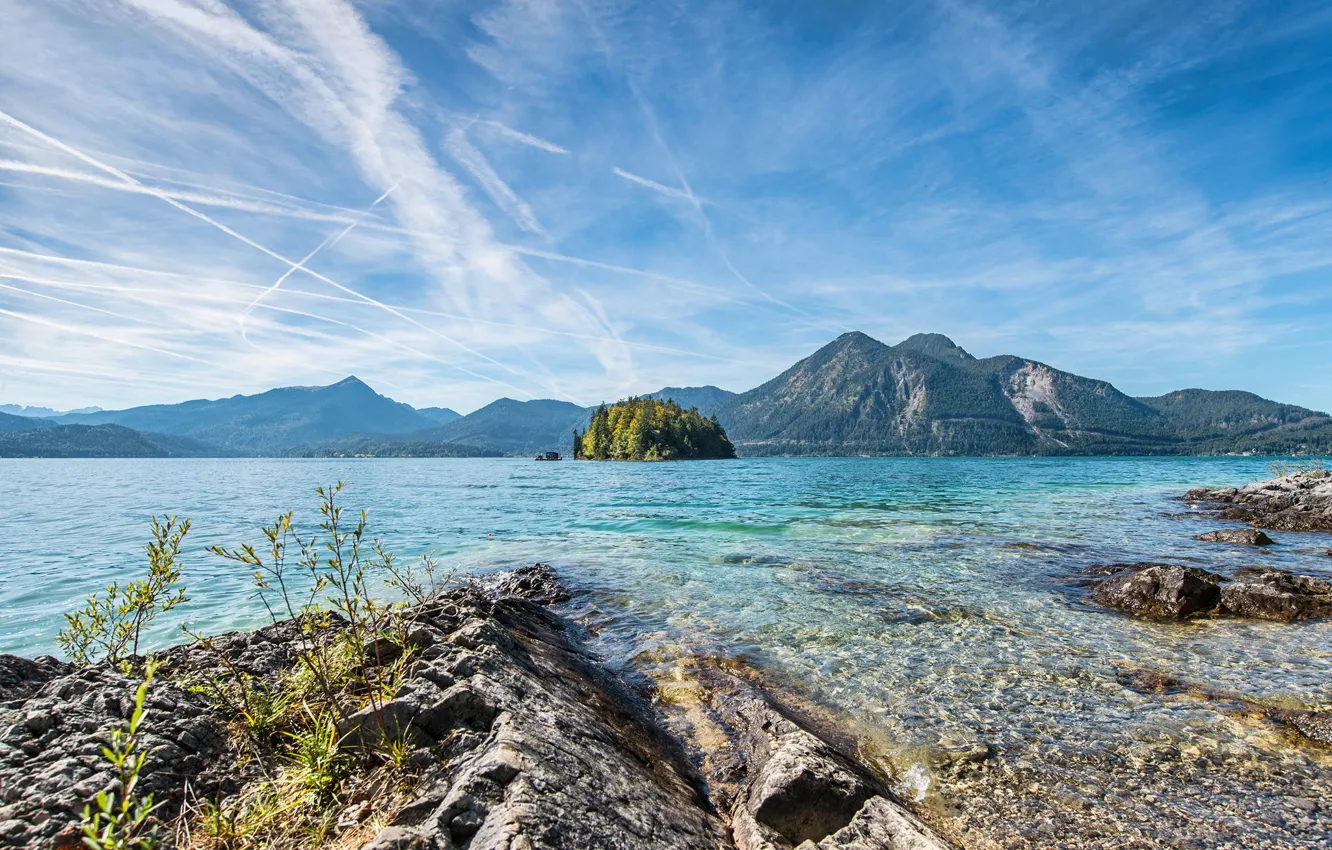 Photo wallpaper landscape, mountains, nature, lake, Alps