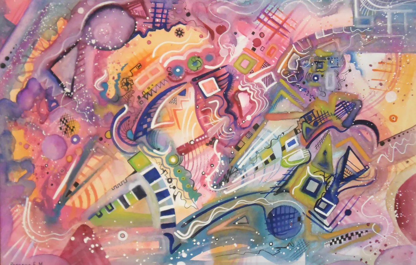 Photo wallpaper magic, figure, oil, pastel, markers, gouache, acrylic, brilliance