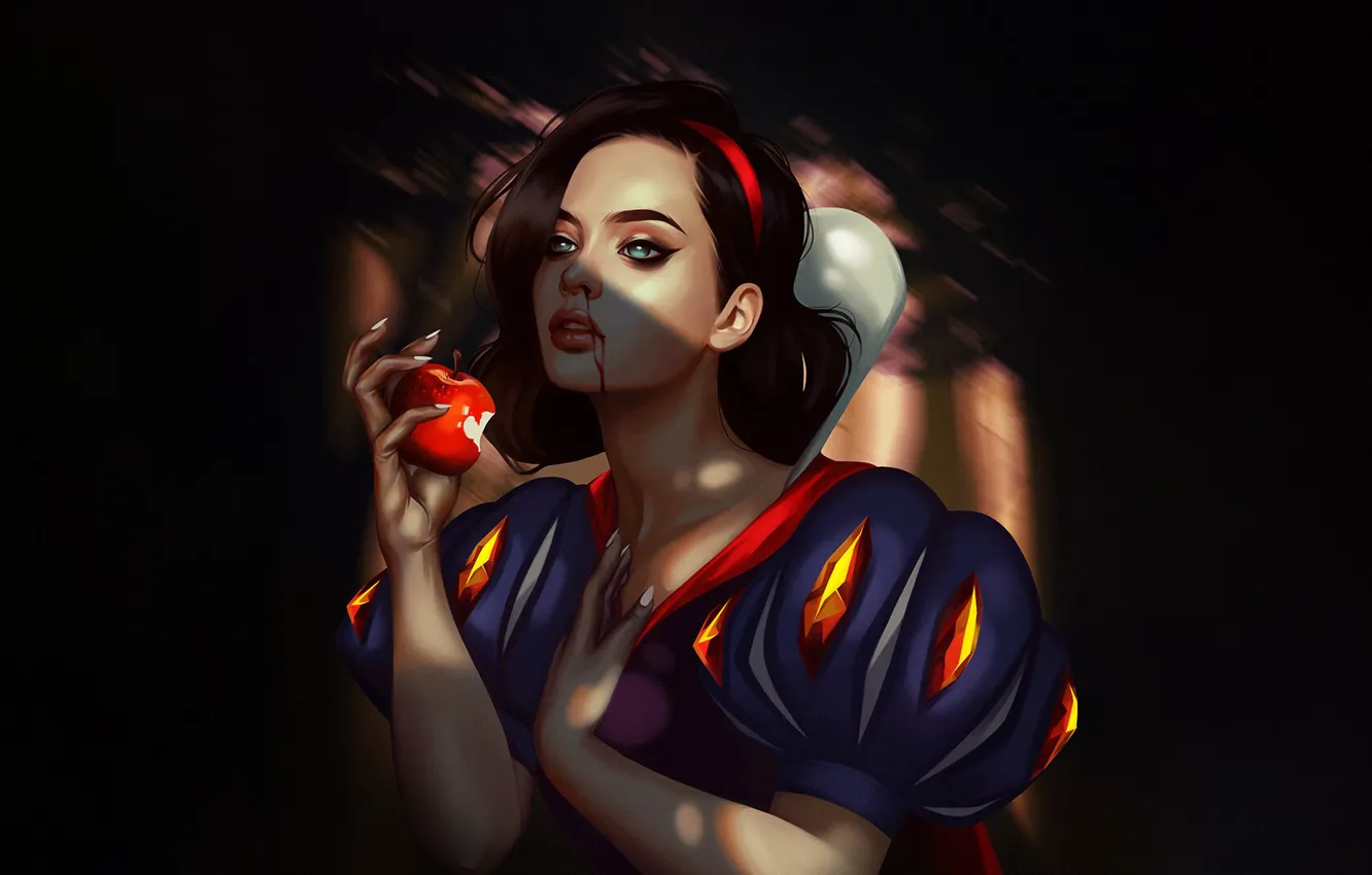 Photo wallpaper girl, apples, apple, art, girl, art, Snow white, Snow White