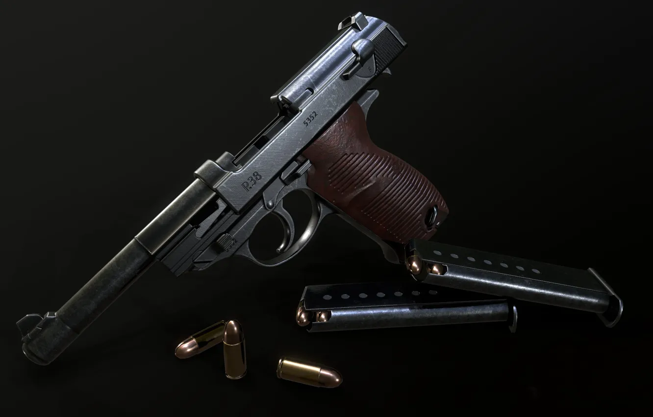 Photo wallpaper self-loading pistol, Walther P38, Technical aesthetics