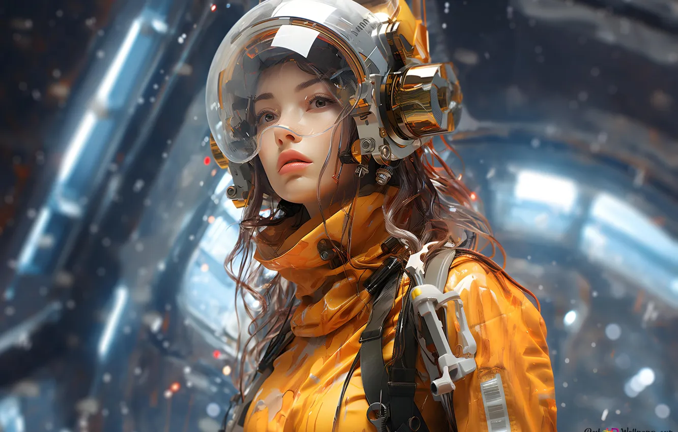 Photo wallpaper girl, spacesuit, AI Art