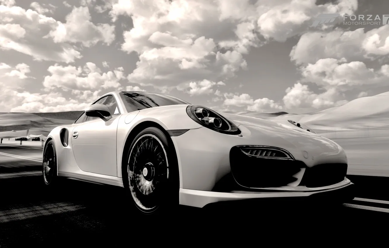 Photo wallpaper black & white, HDR, 911, Porsche, game, speed, Turbo, Porsche 911 Turbo S
