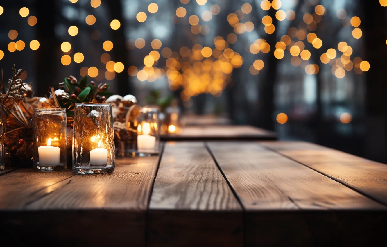 Photo wallpaper decoration, background, new year, Christmas, Christmas, wood, background, bokeh