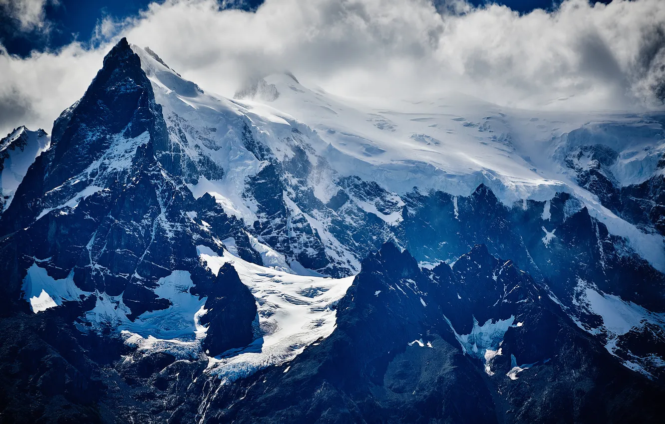 Photo wallpaper snow, mountains, tops, Chile