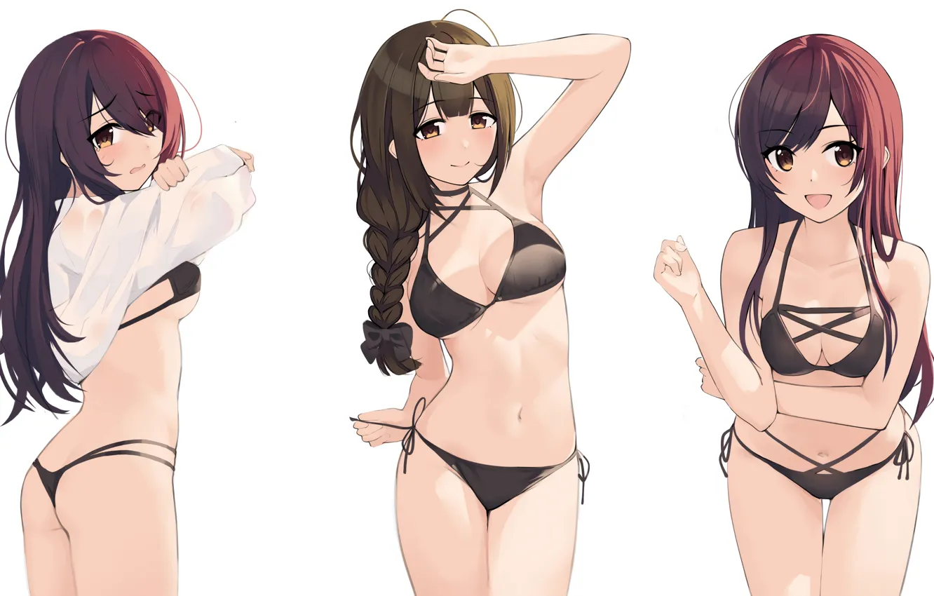 Photo wallpaper sexy, ass, cleavage, long hair, girls, boobs, anime, beautiful