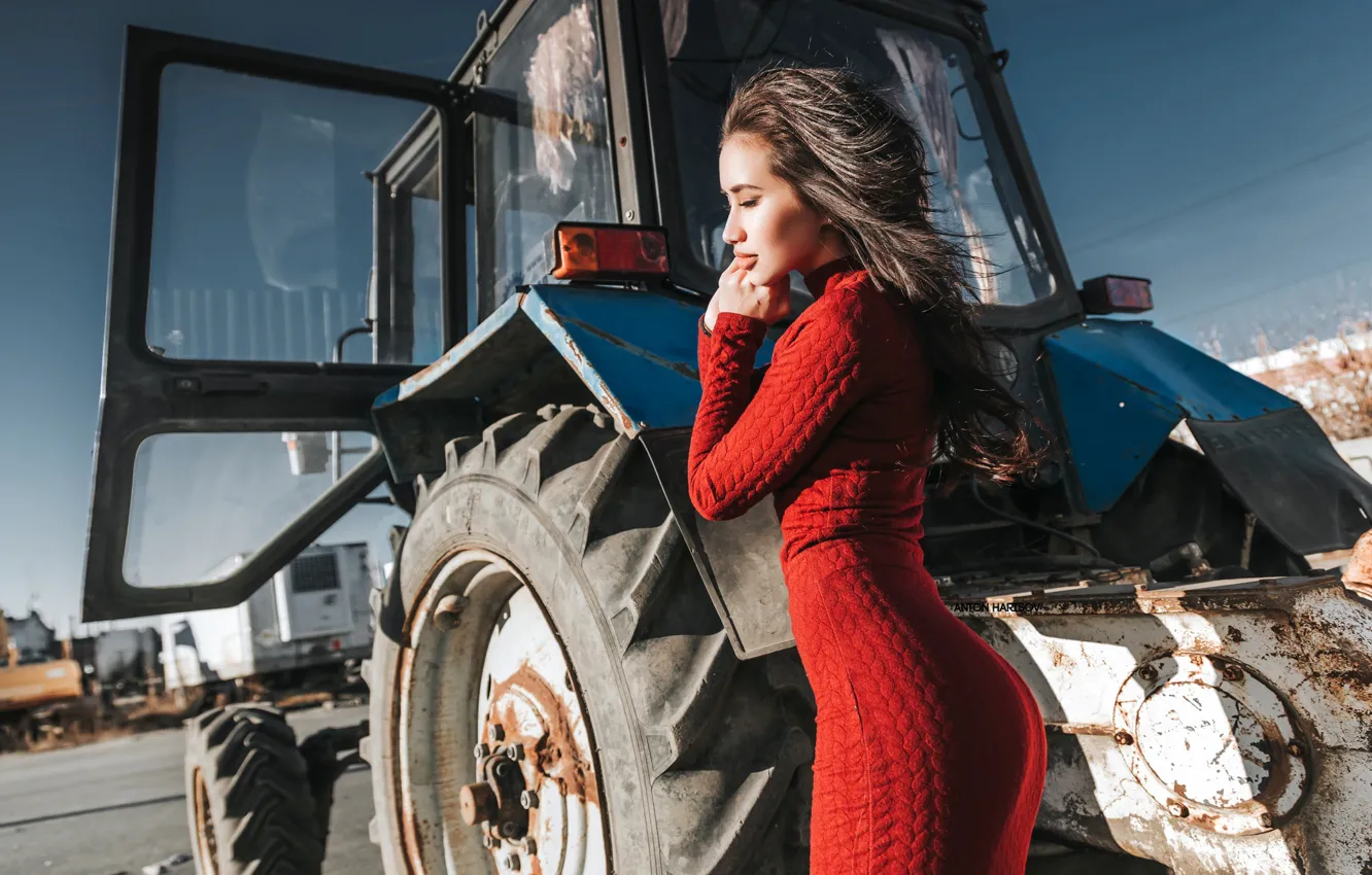 Photo wallpaper sexy, dress, model, brunette, Anton Kharisov