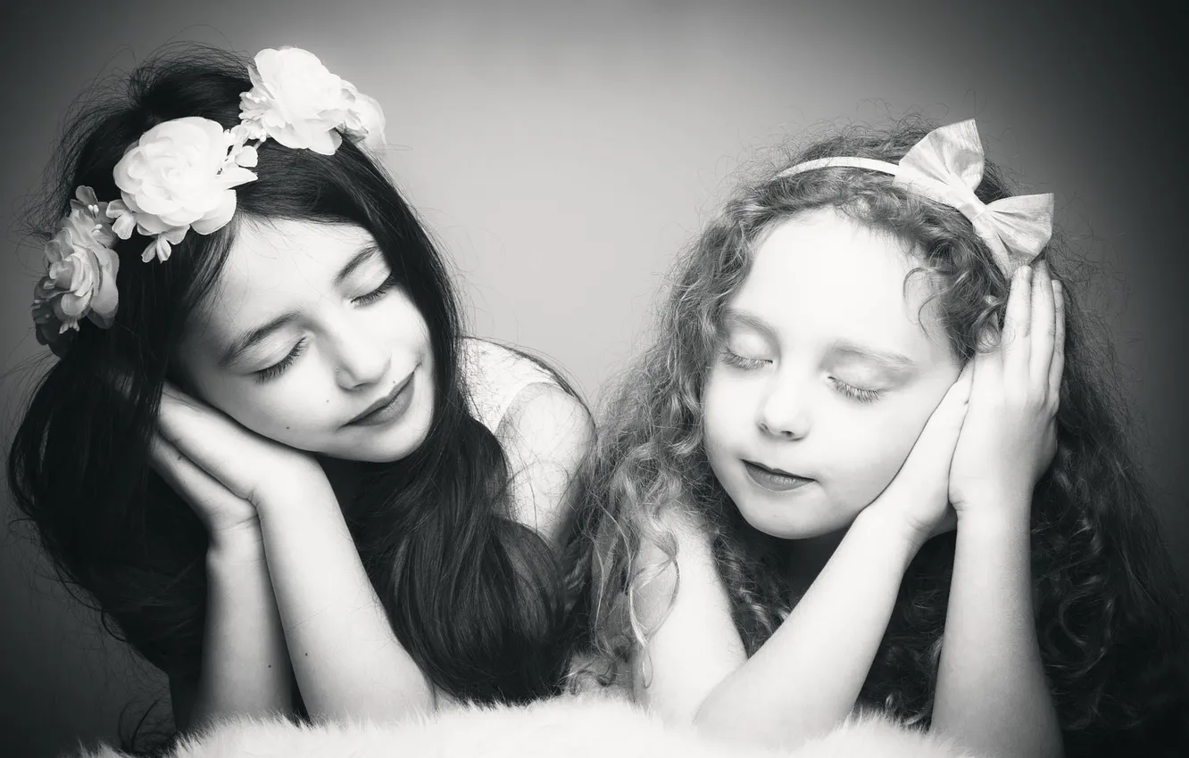 Photo wallpaper girls, two, child, Angels