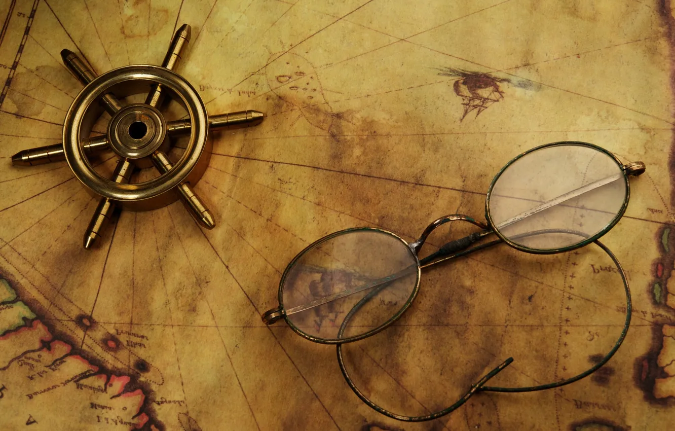 Photo wallpaper line, map, glasses