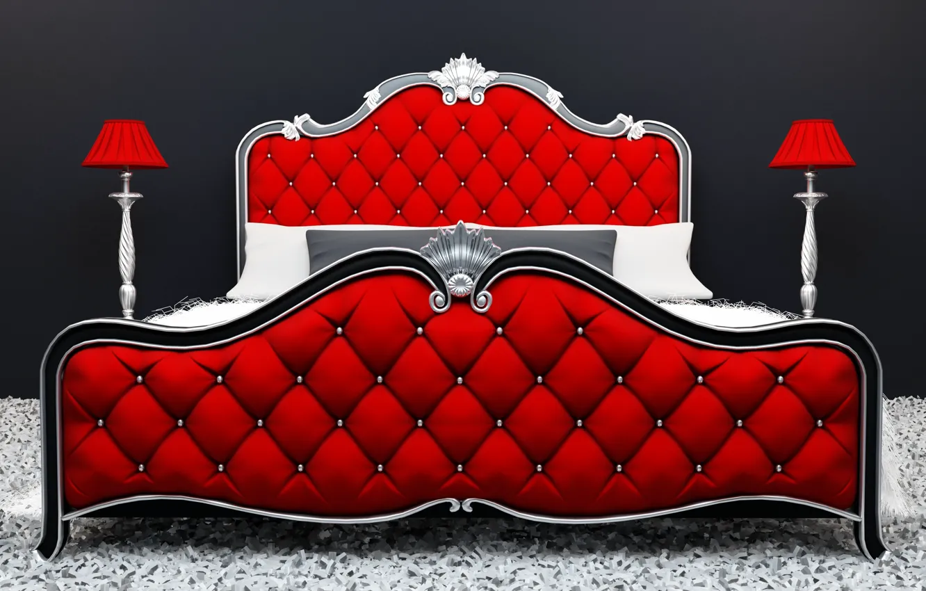 Photo wallpaper red, design, bed, decoration