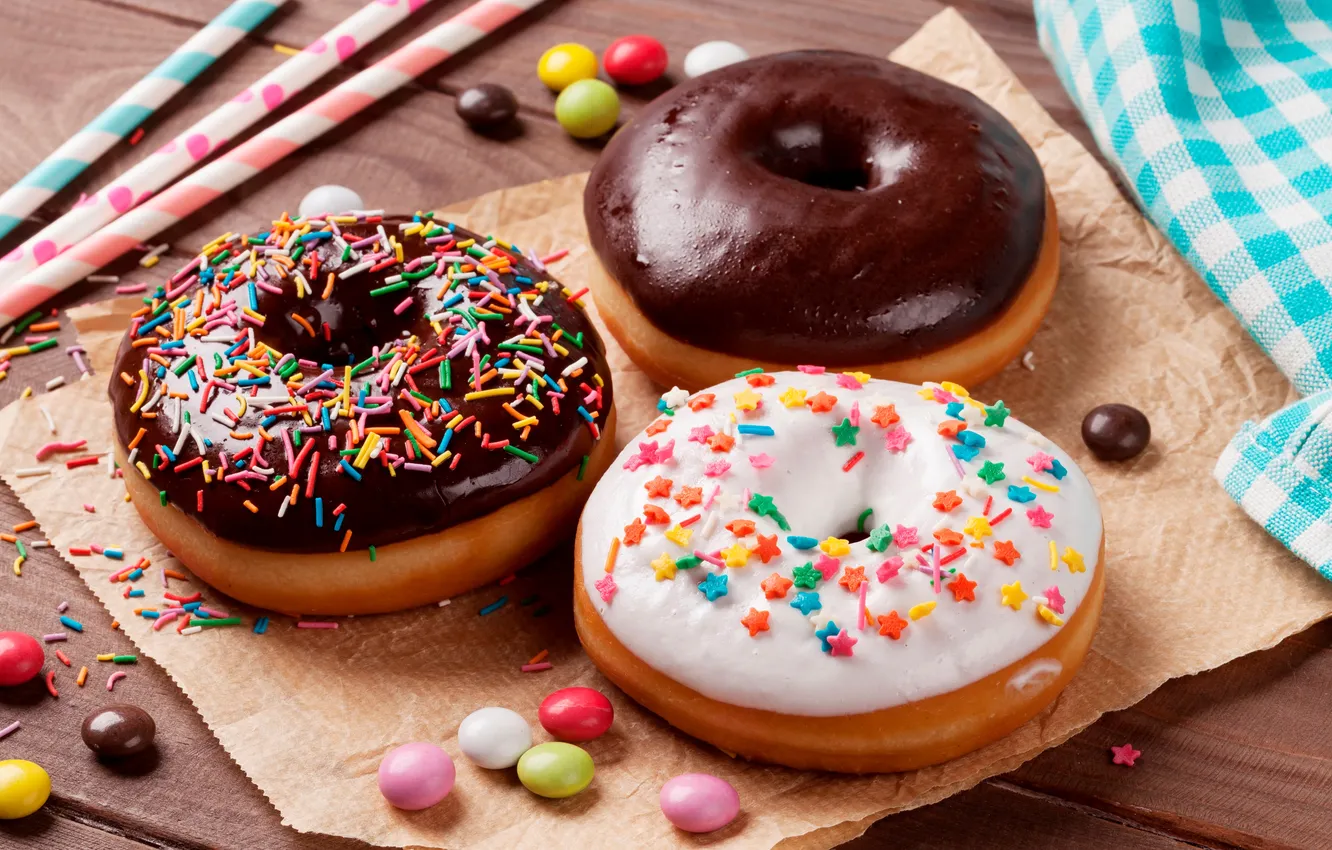 Photo wallpaper food, donut donut, candies.