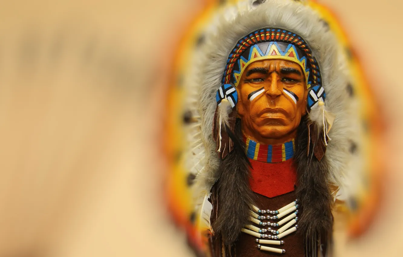 Photo wallpaper face, feathers, male, Indian