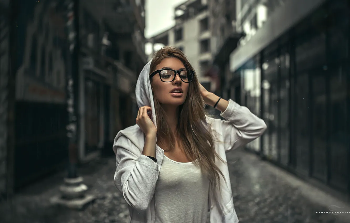 Photo wallpaper look, pose, model, portrait, home, makeup, Mike, glasses