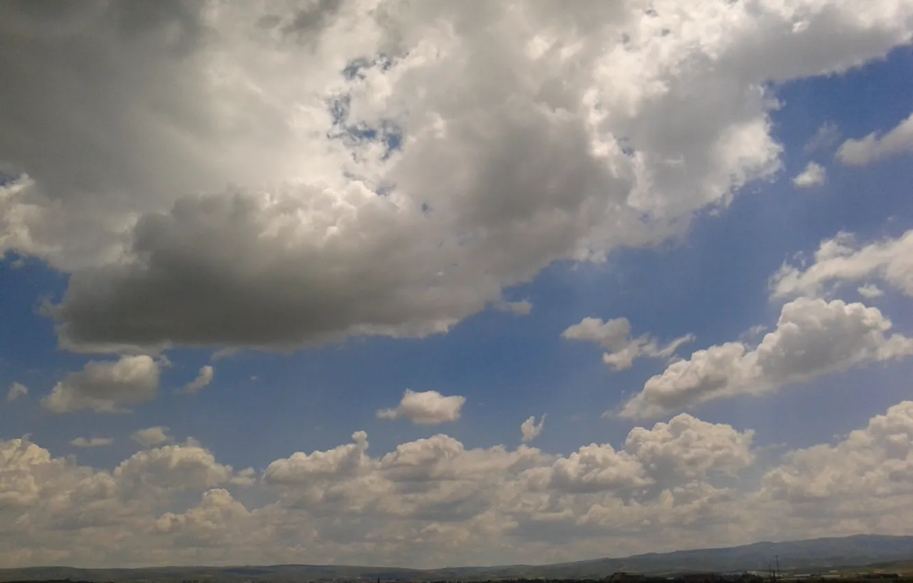 Photo wallpaper field, the sky, clouds