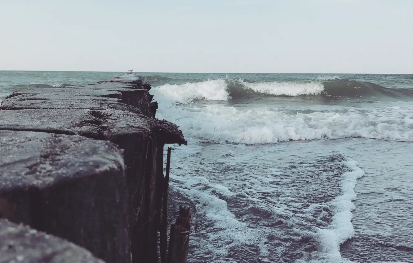 Photo wallpaper sea, wave, beach, surf