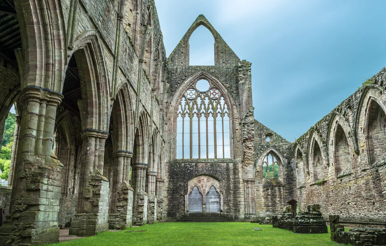 Photo wallpaper UK, Wales, Wales, Building Wye River, Tintern Abbey, building on the river wye, Tintern Abbey