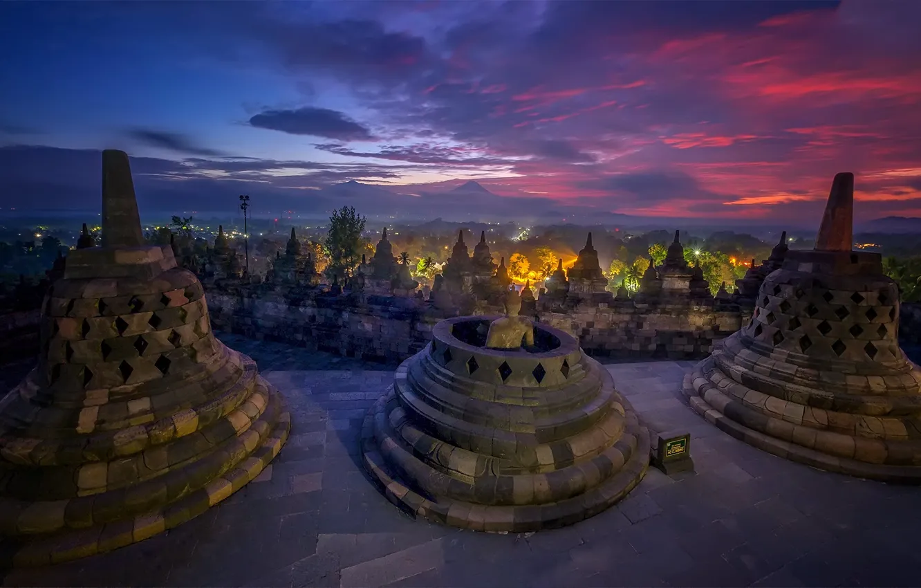 Photo wallpaper Indonesia, Borobudur, stupa, Buddhist temple