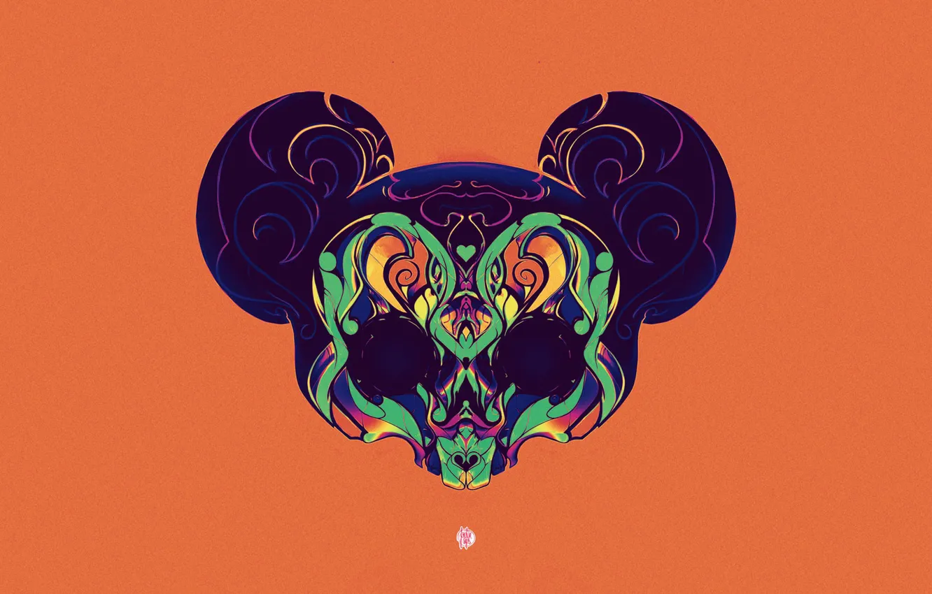 Photo wallpaper background, minimalism, art, sake, Mickey Mouse, Mickey, Characters, Mickey Mouse Skull