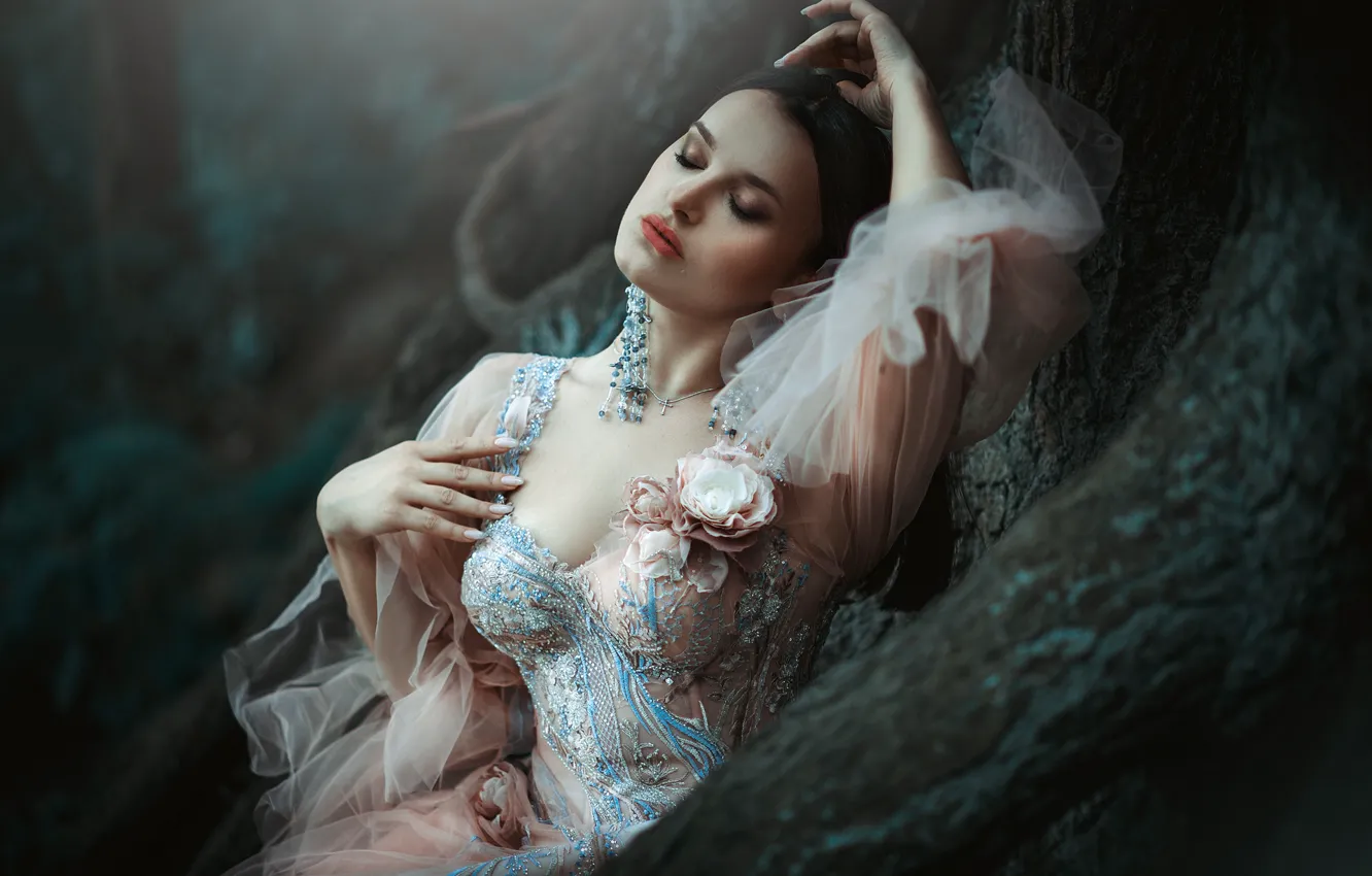 Photo wallpaper girl, pose, dress, brunette, Maria Zdonova