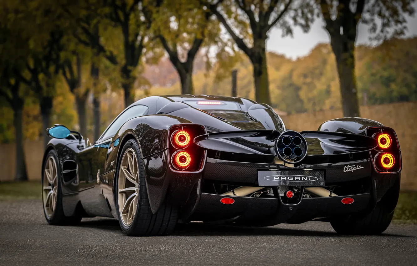 Photo wallpaper Pagani, rear view, brake lights, Utopia, Pagani Utopia