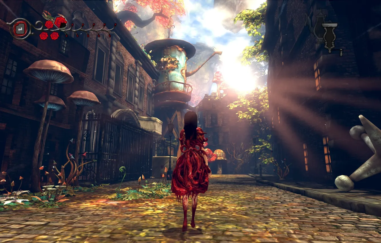Photo wallpaper blood, mushrooms, plant, home, quirkiness, Alice: Madness Returns