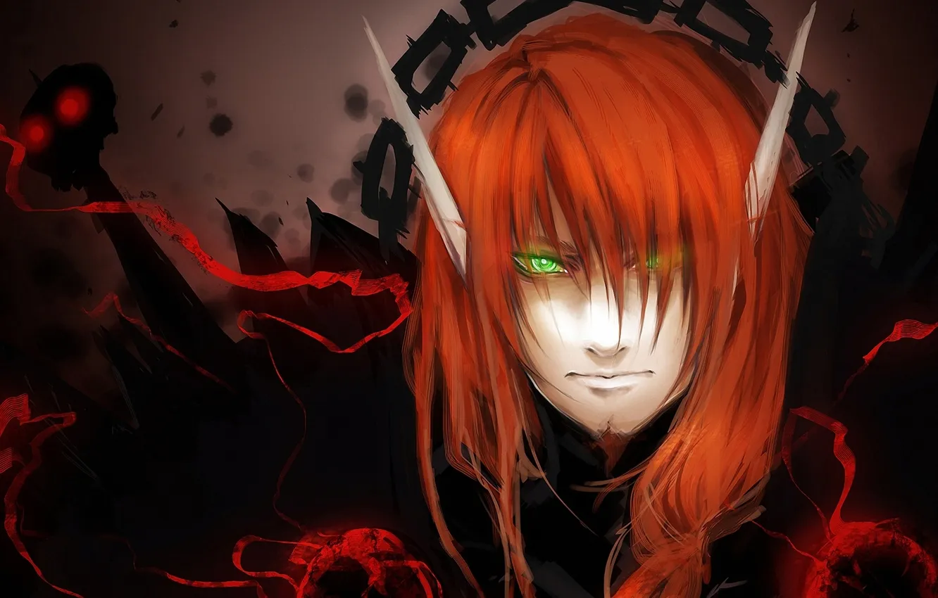 Photo wallpaper face, elf, art, chain, red, guy, ears