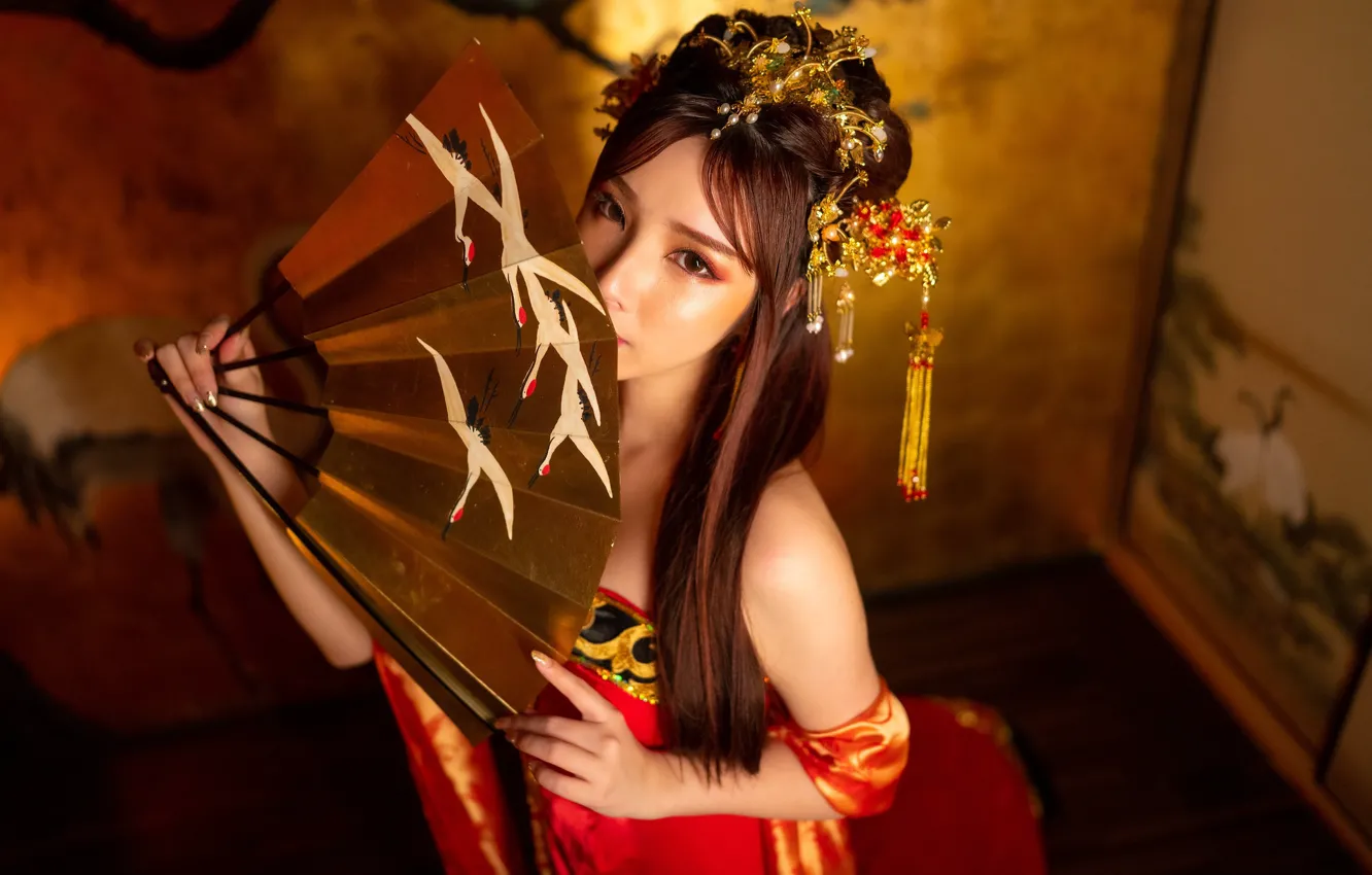 Photo wallpaper look, girl, face, East