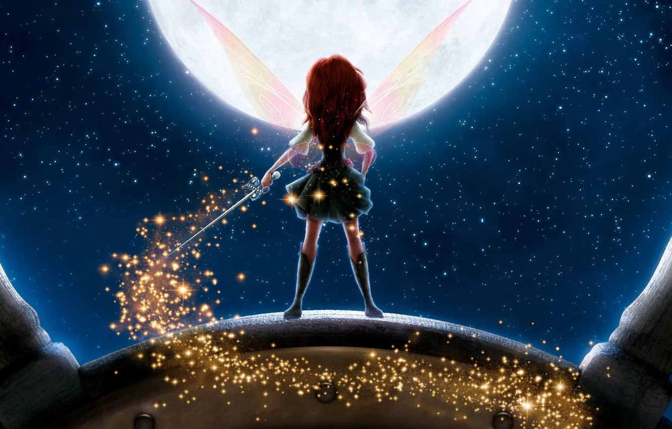 Photo wallpaper stars, wings, The moon, fairy, Disney, sword, Disney, The Pirate Fairy