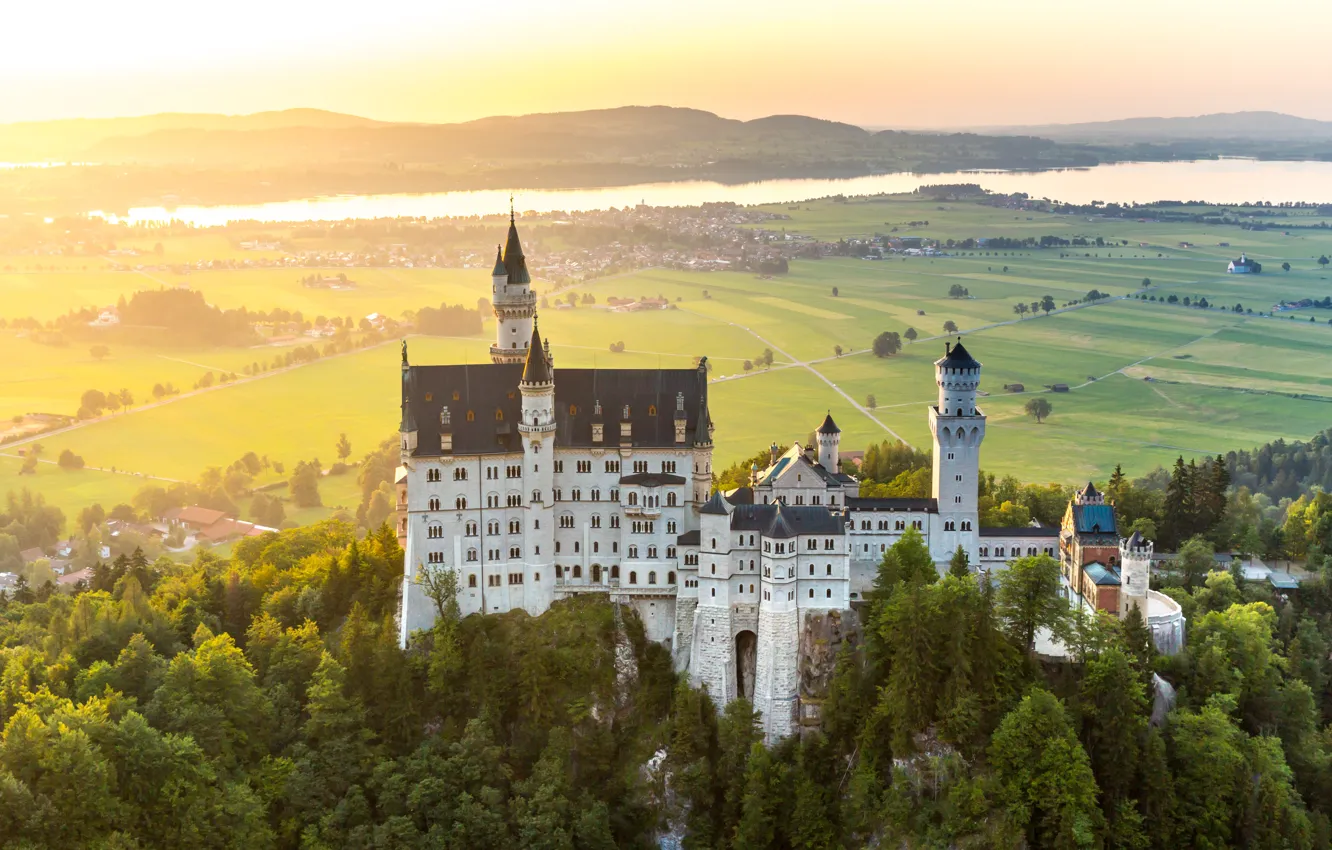 Photo wallpaper mountains, castle, Germany, Germany, mountain, Neuschwanstein, Bavaria, Neuschwanstein Castle