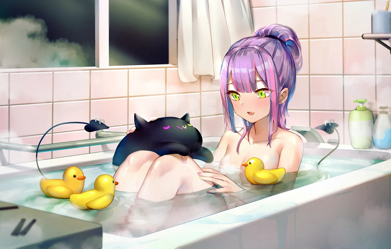 Photo wallpaper girl, the demon, bathroom, duck, Towa Tokoyami