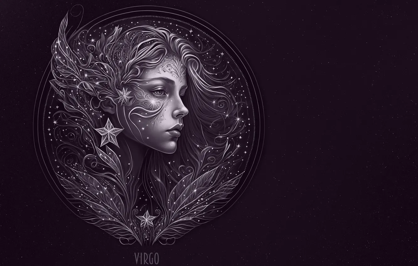 Photo wallpaper the dark background, symbol, virgin, zodiac sign, astrology, AI art, neural network