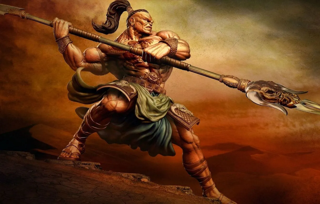 Photo wallpaper weapons, warrior, tattoo, Jock, swing, bruiser