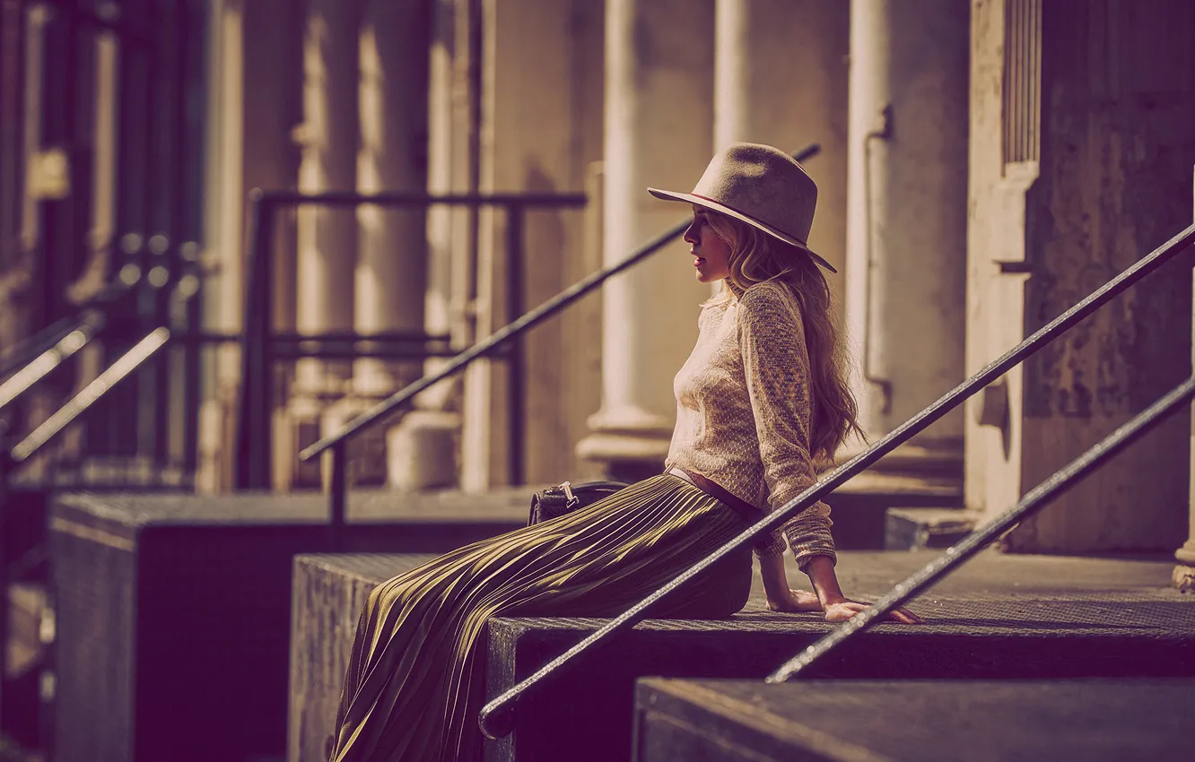 Photo wallpaper skirt, hat, actress, blonde, blouse, handbag, photoshoot, Guy Aroch