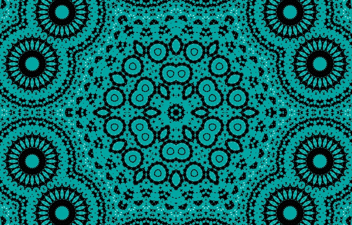 Photo wallpaper pattern, round, green, circles, kaleidoscope