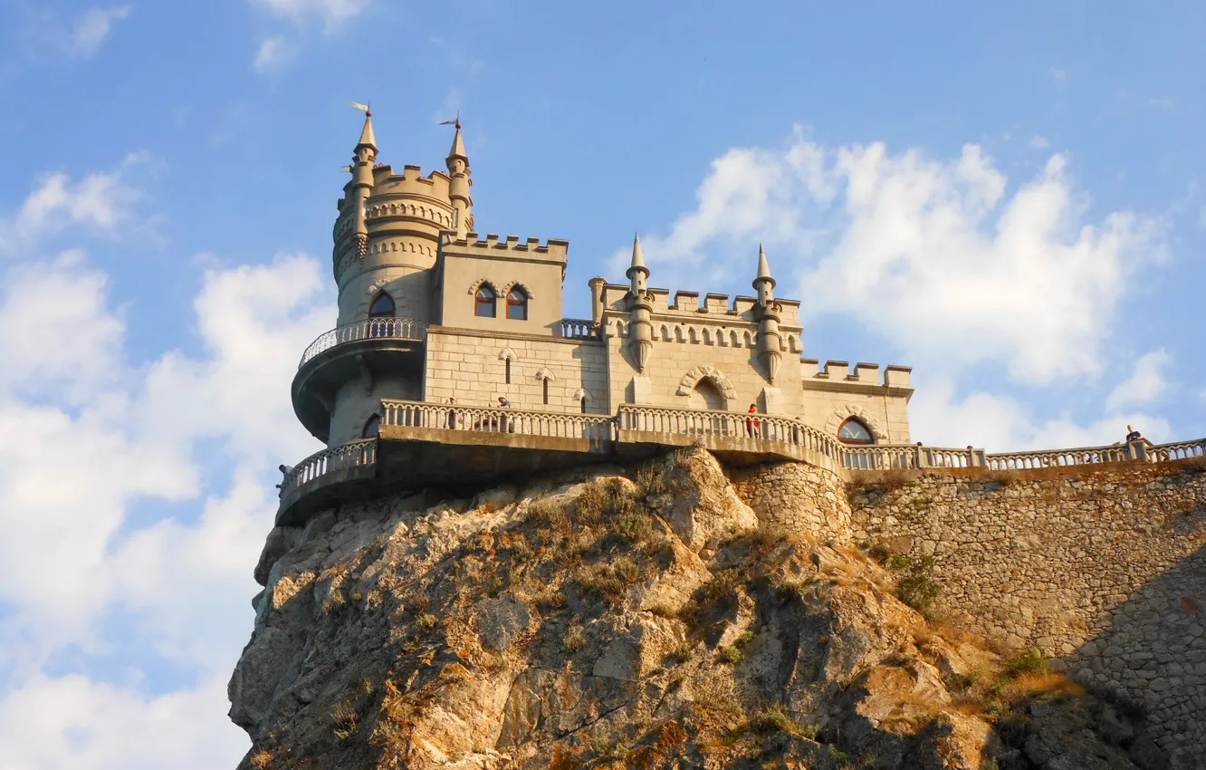 Photo wallpaper the sky, clouds, rock, castle, Crimea, Swallow's nest, Cape AI-Todor, Gaspra